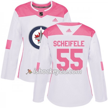 Dame NHL Winnipeg Jets Trøje Mark Scheifele 55 Adidas 2017-2018 Hvid Lyserød Fashion Authentic